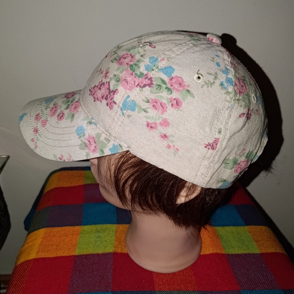 American Eagle Outfitters Floral Embroidered Eagle Logo Strapback Cap Hat View 4